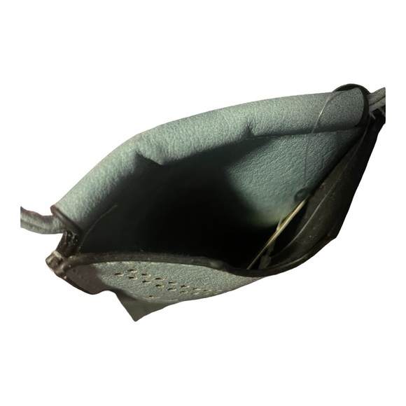 Moda West CrossBody Purse Vegan Leather Bag Blue-Gray Embelishment Pattern - Picture 3 of 5